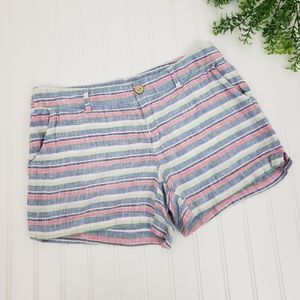 Saint Tropez West Shorts Linen Blue White Stripe size 6 Beachy Boho